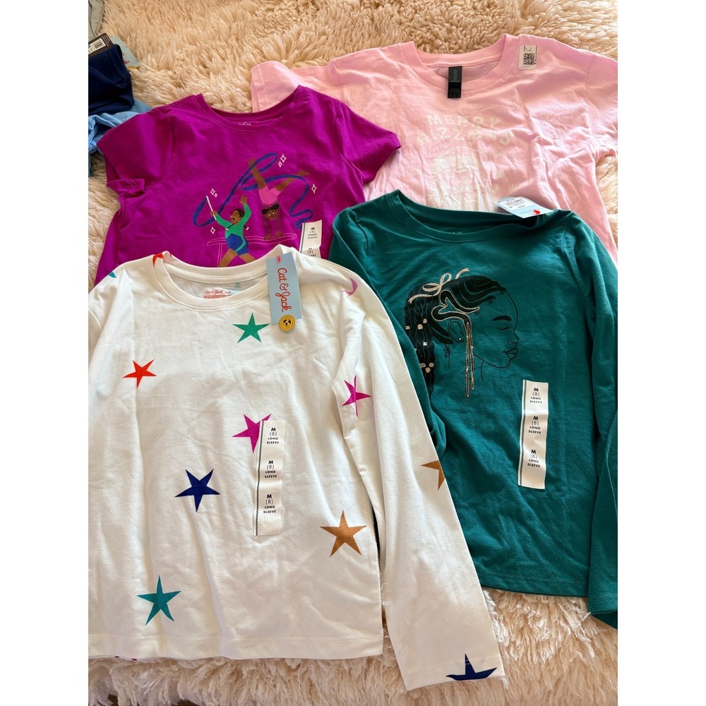 Cat & Jack Lot of 4 Girls Shirts Sz M (8) NWT